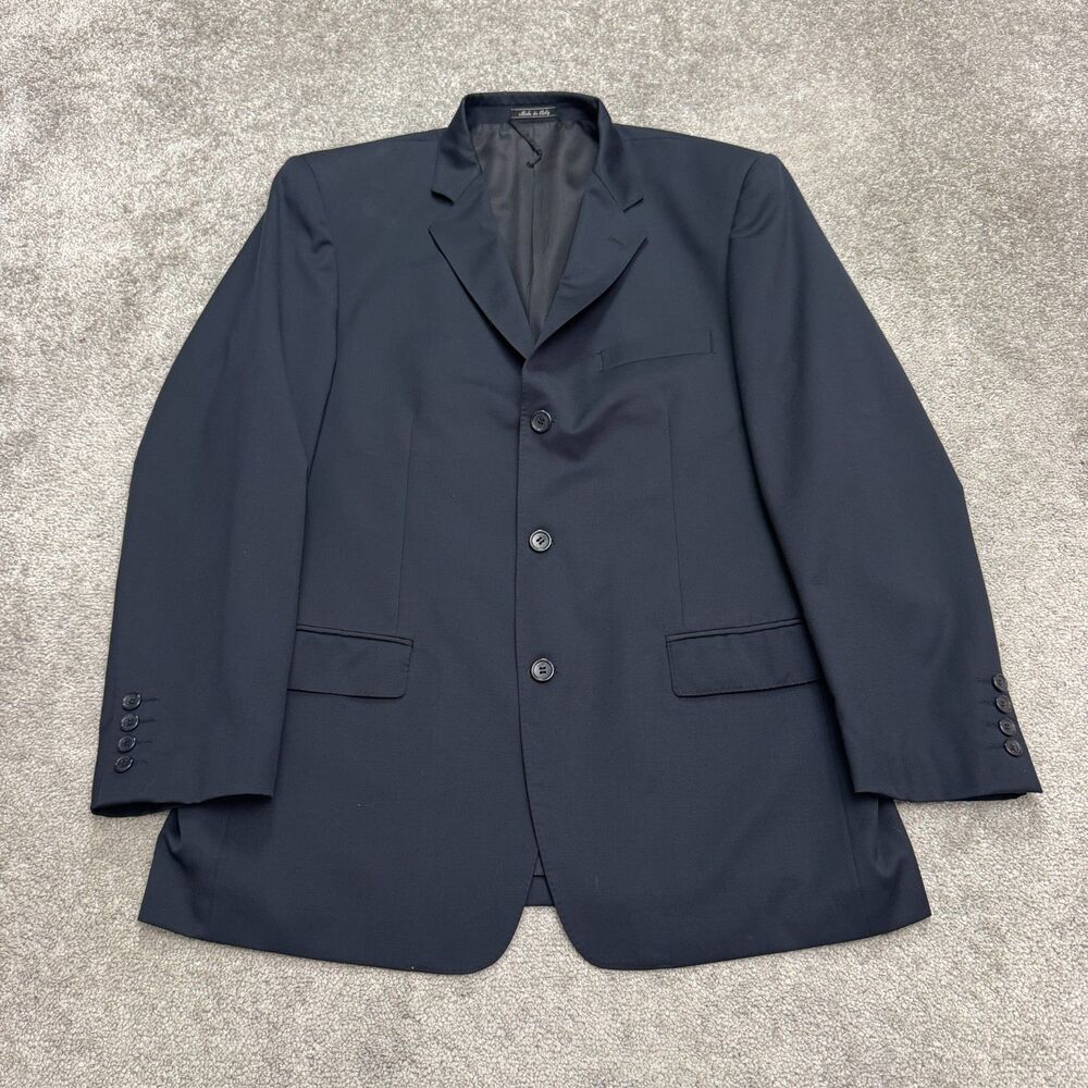 Naldini Keno-77 Wool Super 120s Suit Blazer Jacket Mens 42R Navy Blue Ventless